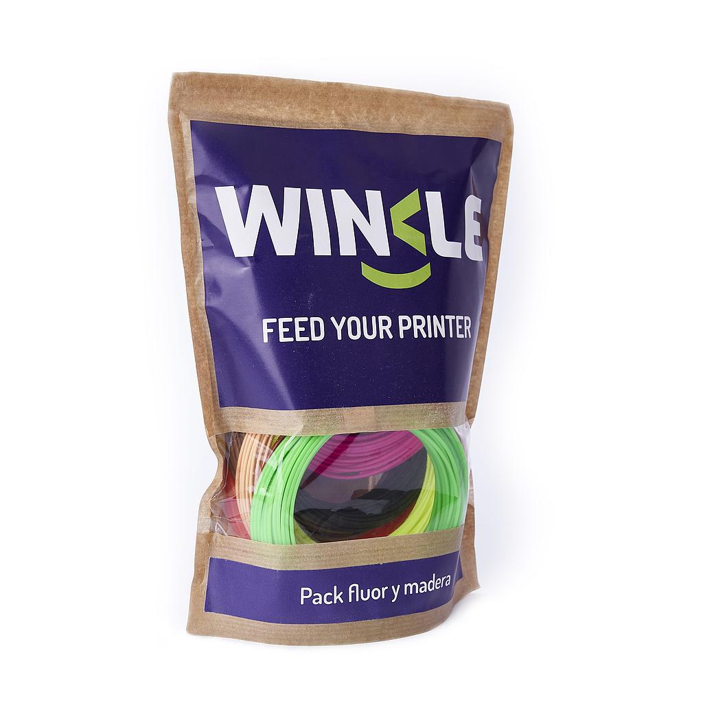 FILAMENTO PEN 3D WINKLE PACK FLÚOR-MADERA 200GR