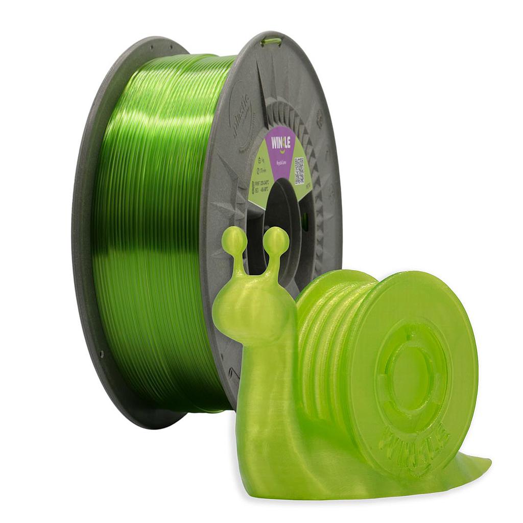 FILAMENTO PETG CRISTAL WINKLE 1,75MM VERDE LIMA 300G