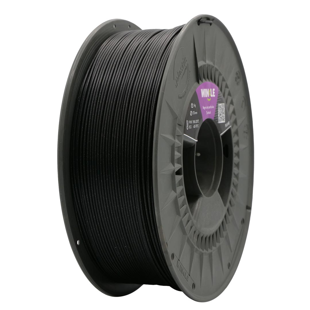 PLA-HD WINKLE 1.75 MM NEGRO CON PARTICULAS (STARDUST) 1KG