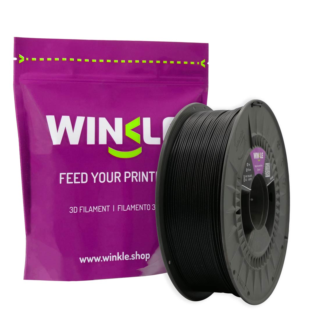 PLA-HD WINKLE 1.75 MM NEGRO CON PARTICULAS (STARDUST) 1KG